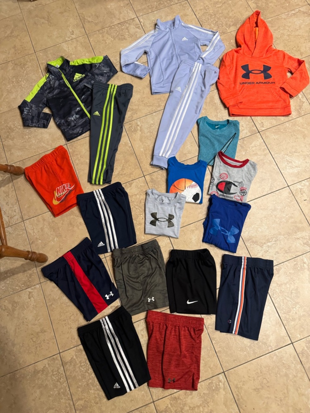 Mixed Kids Athletic Clothing Lot - Under Armour, Nike, Champion Logos kids lot